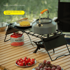 Outdoor Folding Table Camping Scalable Grid Table Hiking Backpacking Mini Stove Stand Adjustable Height Metal Table