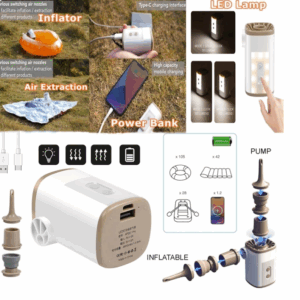 New 4 In 1 Power Bank Inflator Compressor LED Light Lamp Camping Outdoor Multifunctional Air Pump Lighting USB Charging Inflator