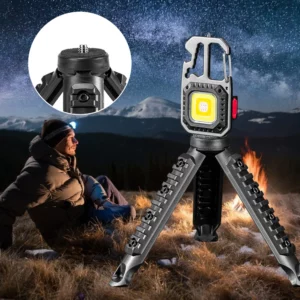 Pocket Keychain Flashlight Tripod Camping Pocket Lantern Stand for Outdoor Camping Hiking Fishing