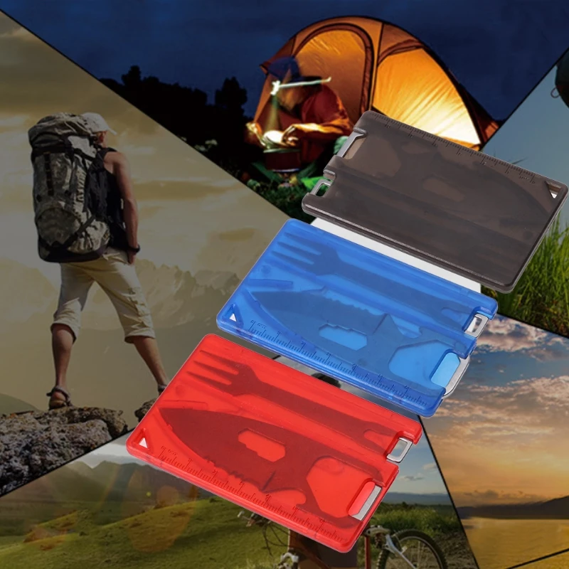 Portable Barbecue Knife Fork Card Kits Safety First Aids Outdoor Multifunctional Tool Set Camping Survival Equipment