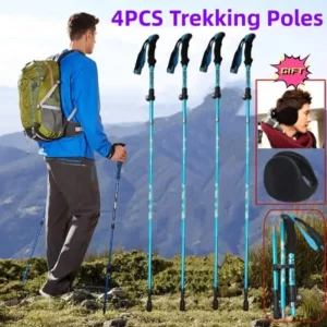 Trekking Stick 5-Section Telescopic Folding Trekking Poles Outdoor Camping Ultralight Portable Foldable Walking Hiking Stick